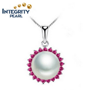 Freshwater Pearl Pendant Good Style AAA 9-10mm Semi Round 925 Silver Pearl Pendant